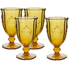 Taca 04pc medalhao em vidro amber