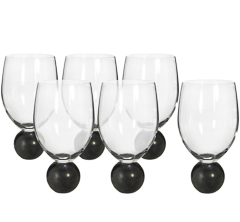 Taca 06pc vinho marble preto 500ml