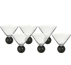 Taca 06pc martini marble preto 250ml