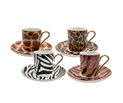 Xicara 08pc cafe c/ borda dourada aretha new bone china 90ml
