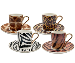 Xicara 08pc cha c/ borda dourada aretha new bone china 190ml
