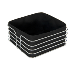 Cesta de pao quadrada com tecido preto 21,5x21,5x11cm