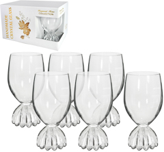 Taca 06pc vinho transparente sphera canelada cristal 350ml