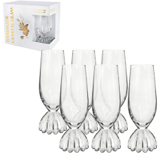 Taca 06pc champagne transparente sphera canelada cristal 240ml