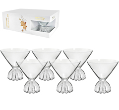 Taca 06pc martini transparente sphera canelada cristal 260ml