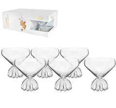 Taca 06pc sobremesa transparente sphera canelada cristal 300ml