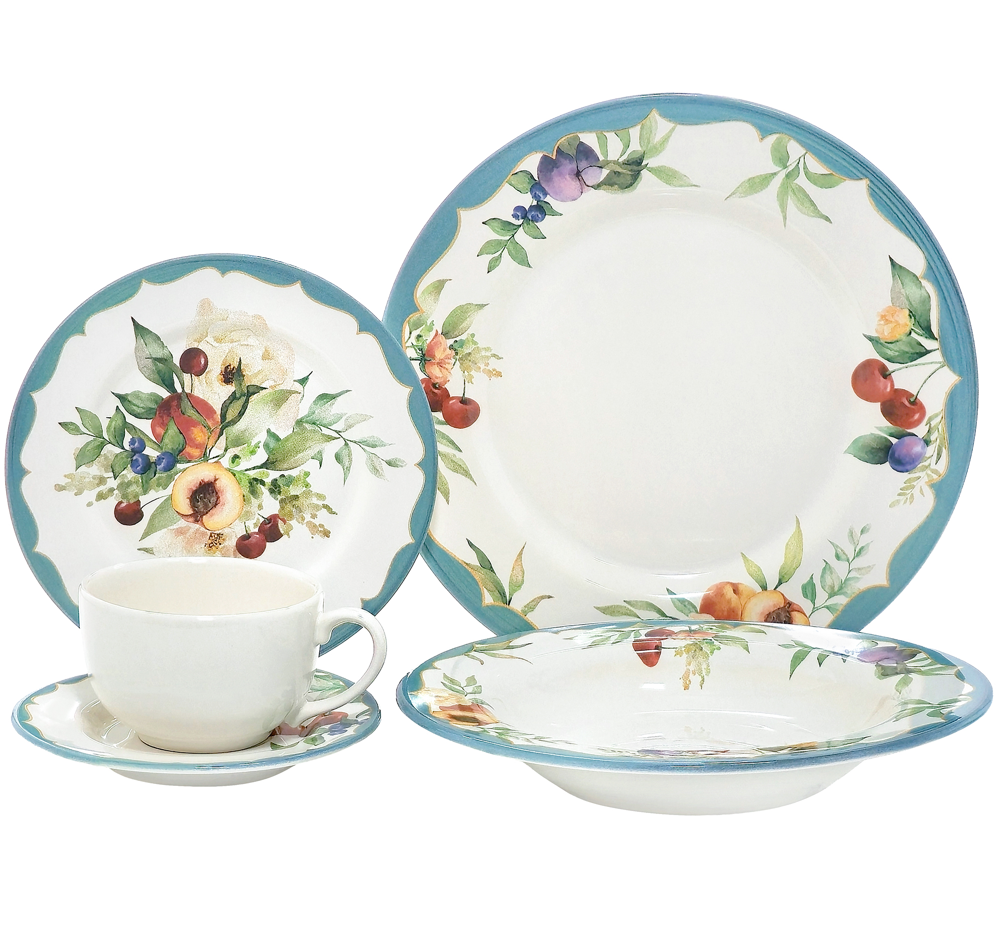 Aparelho jantar 20pc flores e frutas la ville